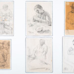 I famigliari dell'Artista, disegni a matita su carta eseguiti nel 1944, nei rifugi, durante la guerra