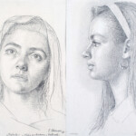 “Roberta”, studio per il volto della Madonna nella scena della Pentecoste nel pannello della Redenzione, 1987, cm 35 x 50, “Chiara”, disegno a matita su cartoncino, 1991, cm 35 x 50