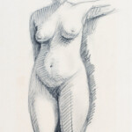 studio di nudo, disegno a matita su carta, 1957, cm 20 x 30